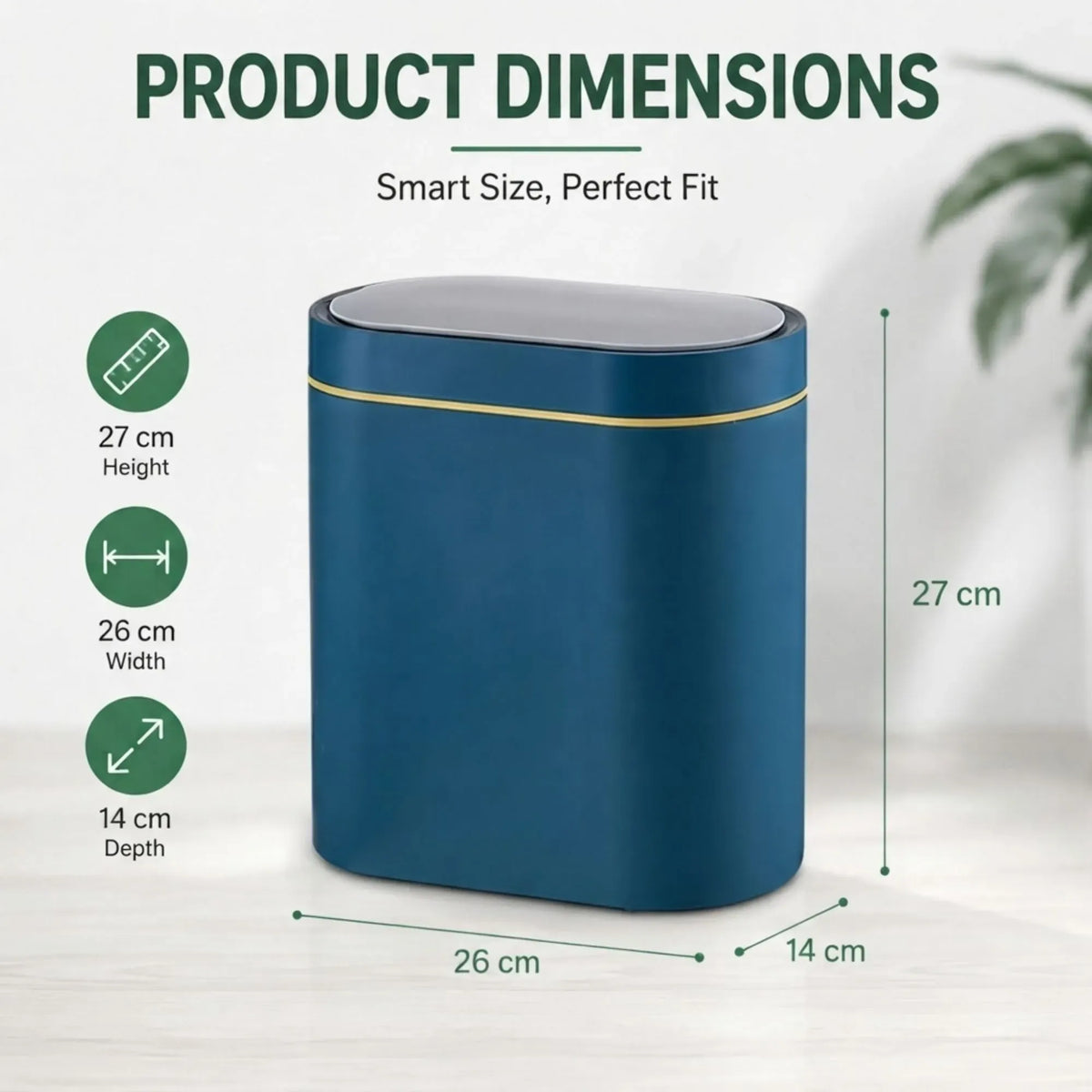 7L Automatic Motion Sensor Trash Bin with Lid - Blue