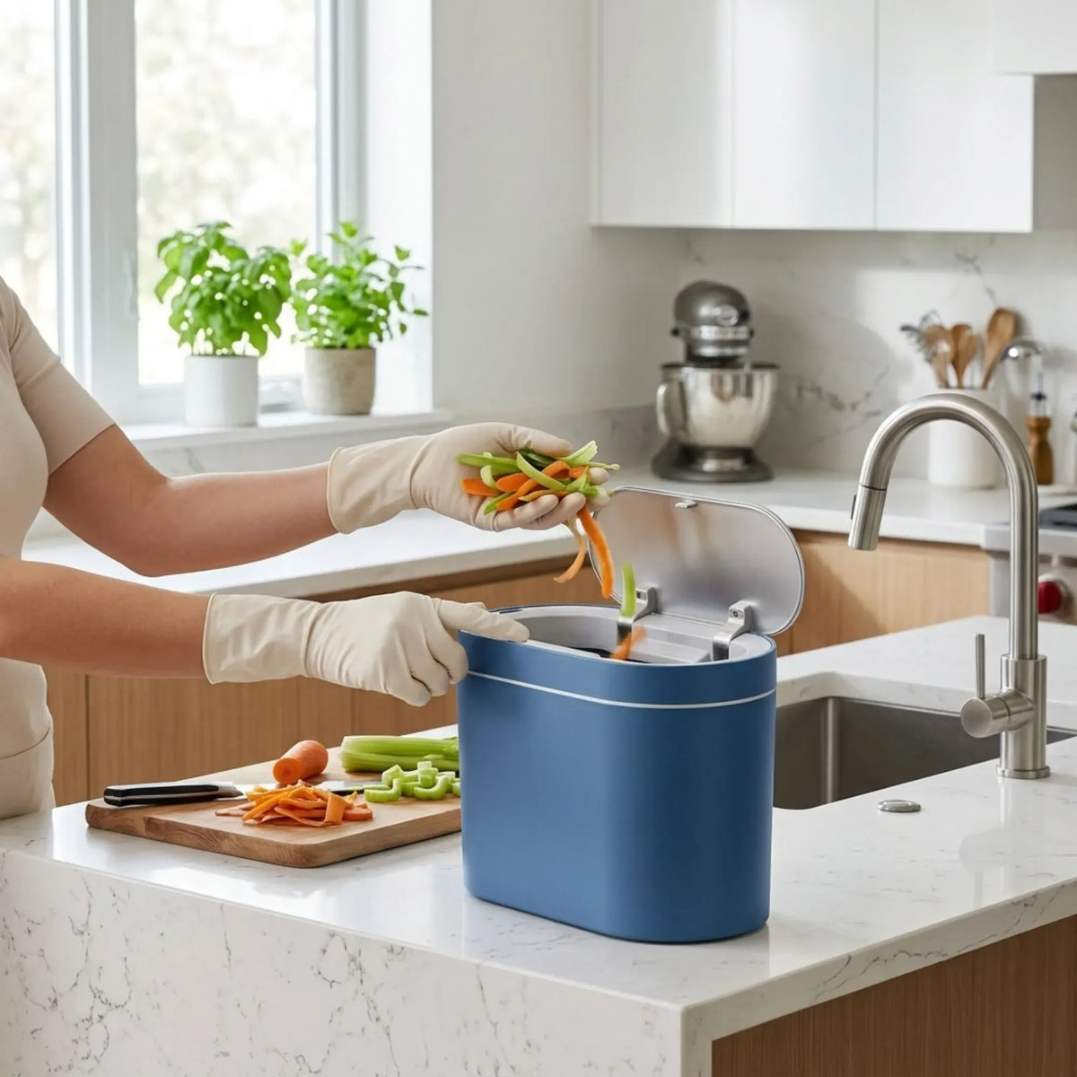 7L Automatic Motion Sensor Trash Bin with Lid - Blue