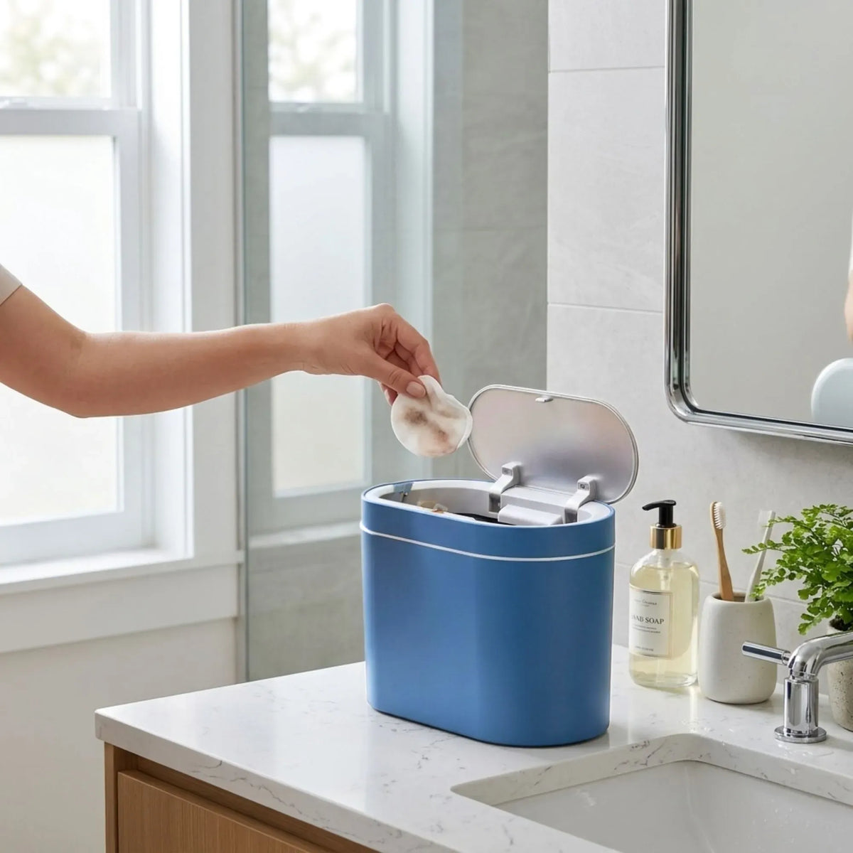 7L Automatic Motion Sensor Trash Bin with Lid - Blue