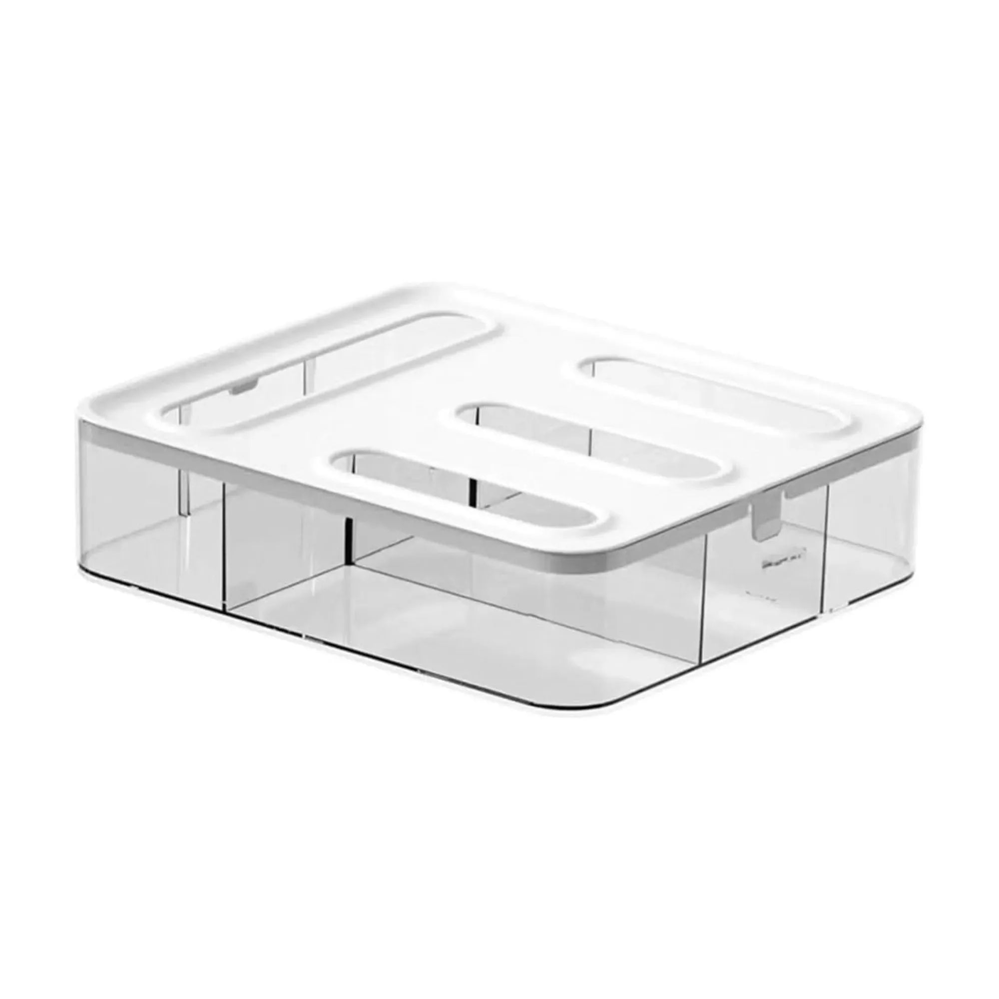 Food Storage Bag Organiser 4 Compartment Kitchen Drawer Box - Transparent