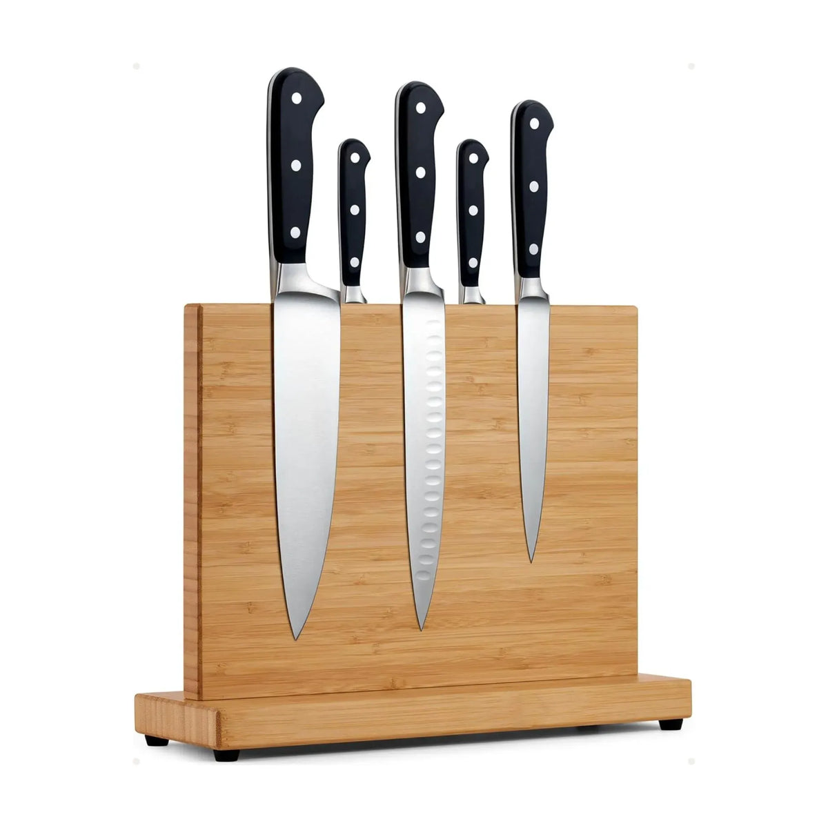 Magnetic Bamboo Double-Sided Knife Block Holder for Knives up to 23cm - Natural