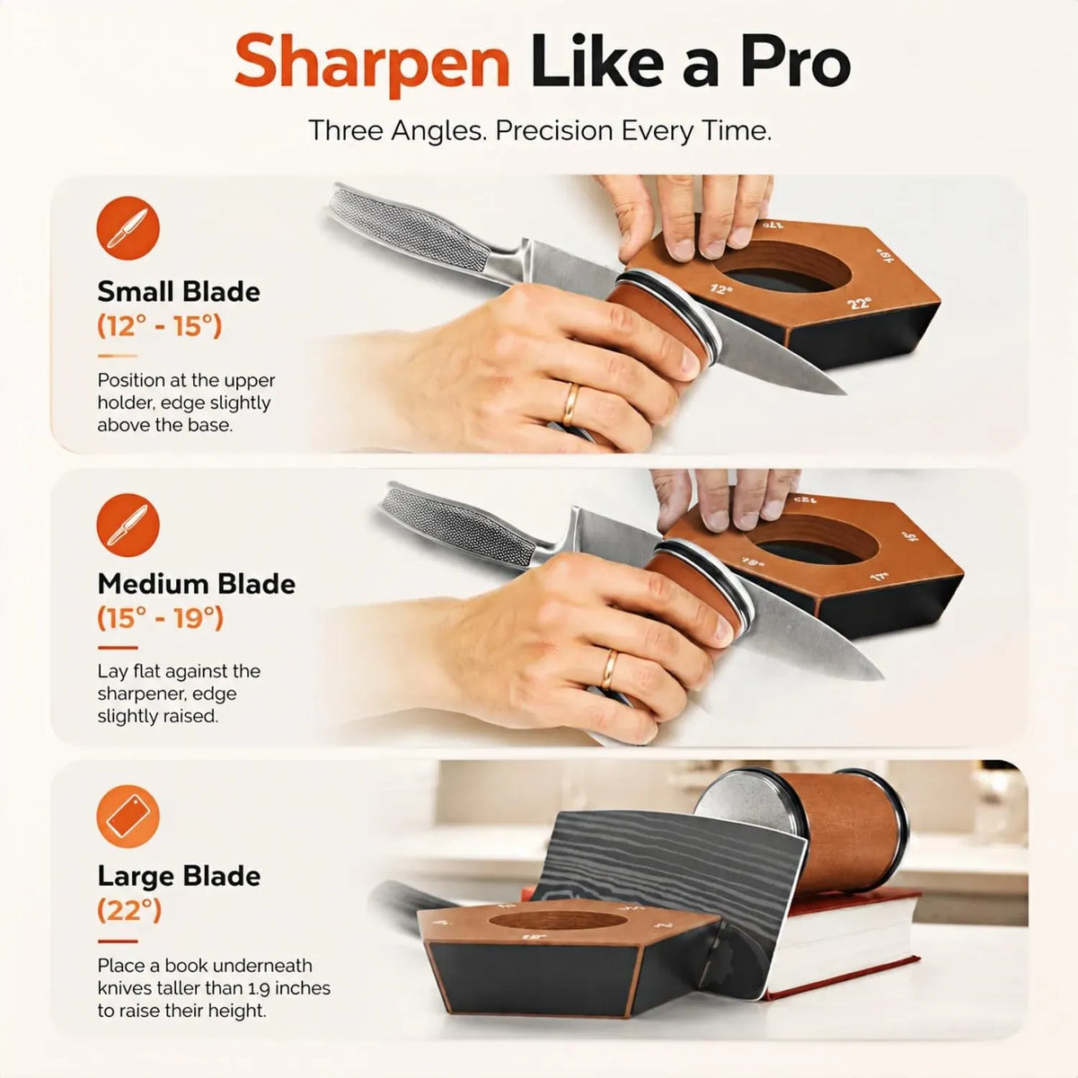 Rolling Knife Sharpener with 5 Angle Magnetic Holder and 3-Stage Disc Kit - Brown