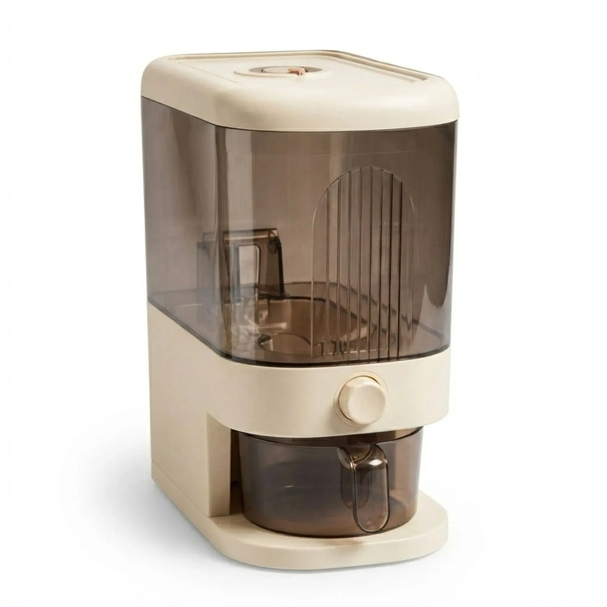 Rice Dispenser 5kg Large Capacity Press Button Grain Storage Container - Beige