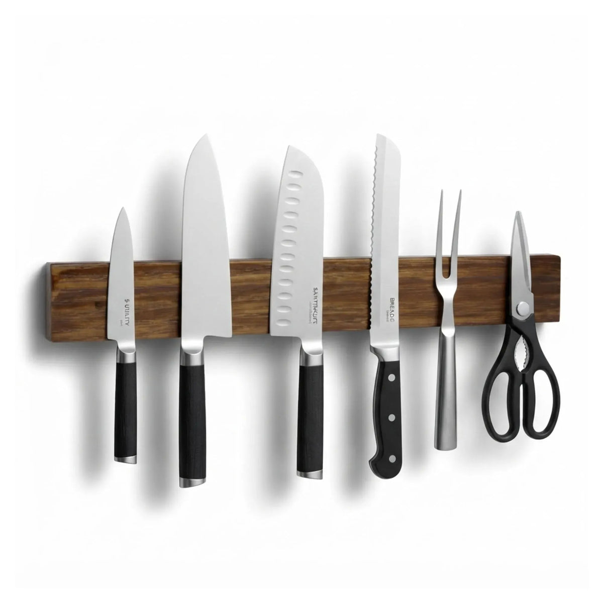 Magnetic Knife Holder Wall Mounted Wood Strip 40cm - Brown