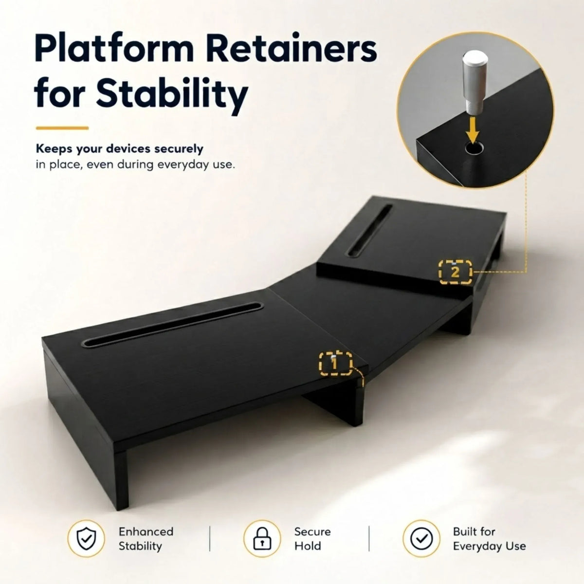 Dual Monitor Stand Riser Adjustable Length and Angle - Black