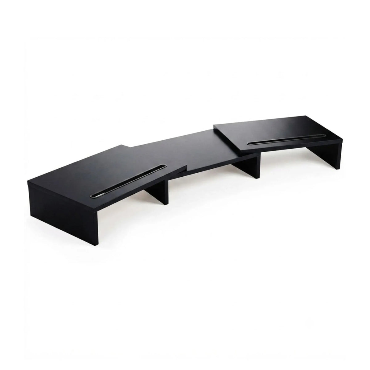 Dual Monitor Stand Riser Adjustable Length and Angle - Black