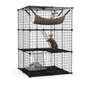 Large 3 Tier Cat Cage DIY Enclosure Playpen with Hammock - Black