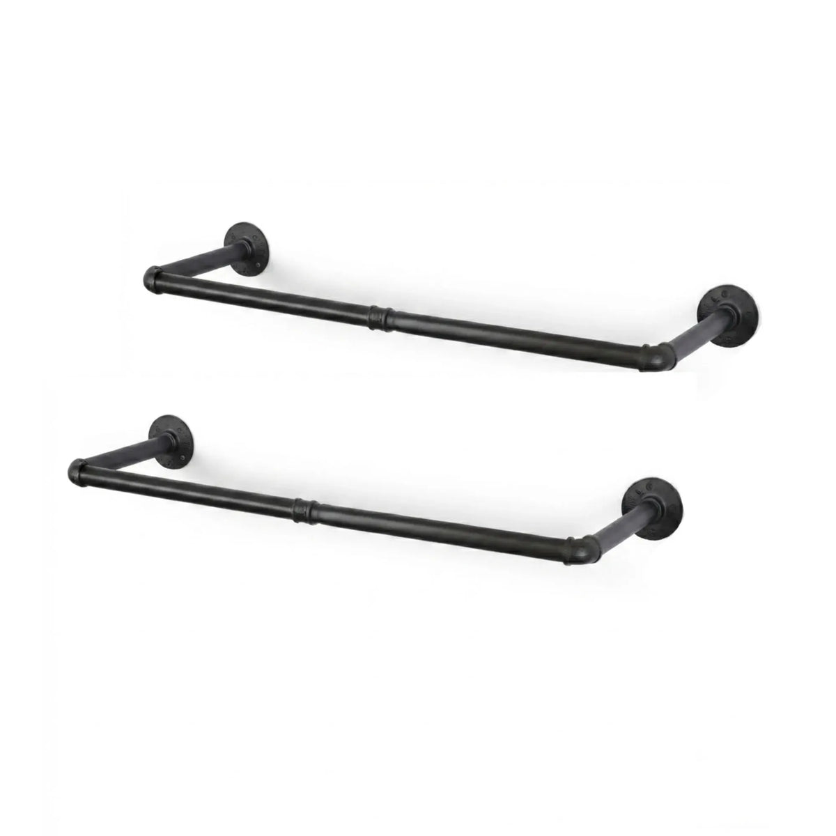 2-Pack Wall Mounted Industrial Pipe Clothes Rack - Black