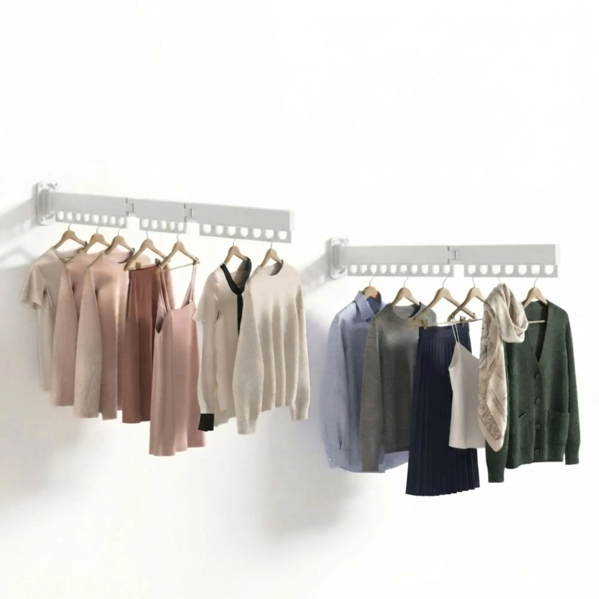 2-Pack Wall Mounted Tri-Fold Clothes Drying Rack - Black