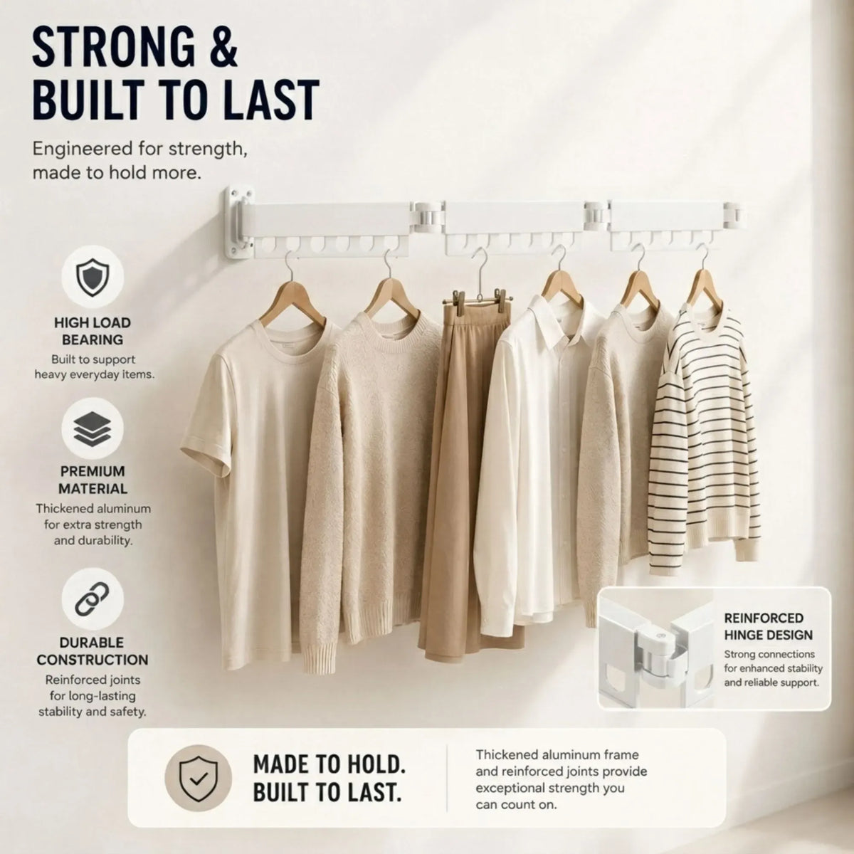 2-Pack Wall Mounted Tri-Fold Clothes Drying Rack - Black