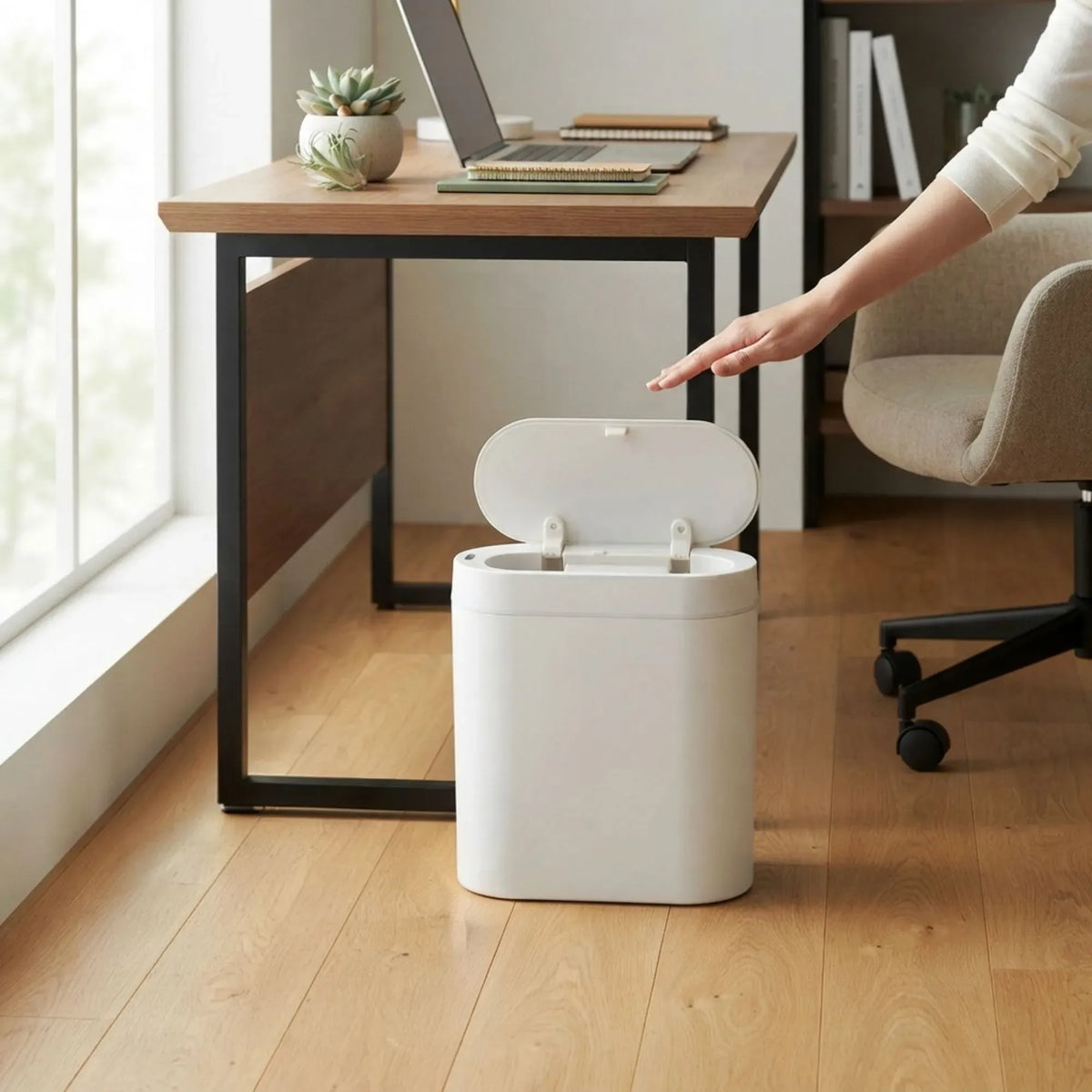2-Pack Motion Sensor Touchless Trash Can 7L Slim Bin - White