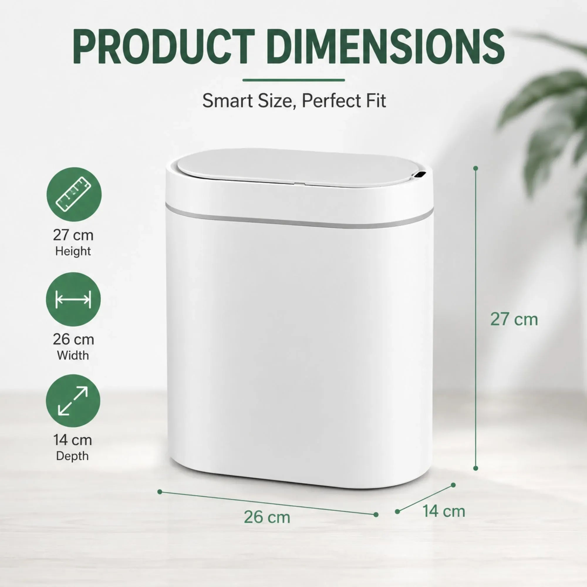 2-Pack Motion Sensor Touchless Trash Can 7L Slim Bin - White