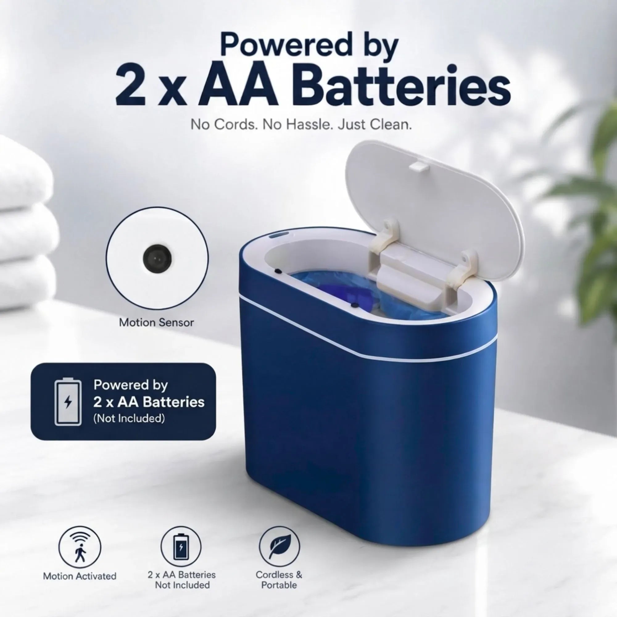 2-Pack Motion Sensor Touchless Trash Can 7L Slim Smart Bin - Blue