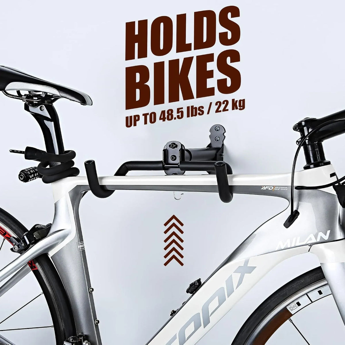 2-Pack Adjustable Bike Wall Mount Rack with Foldable Hooks - Black
