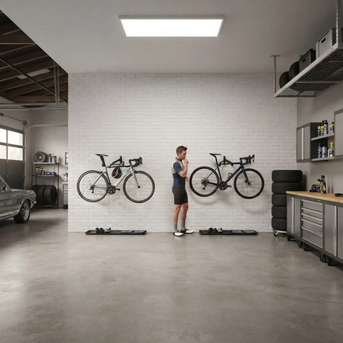2-Pack Adjustable Bike Wall Mount Rack with Foldable Hooks - Black