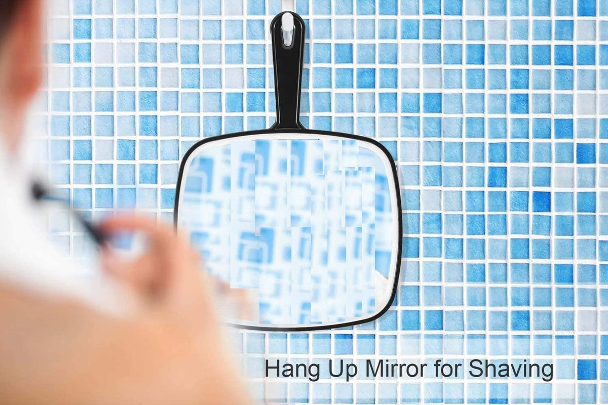 Extra Large Handheld Mirror with Handle 31.5 x 23 cm - Black