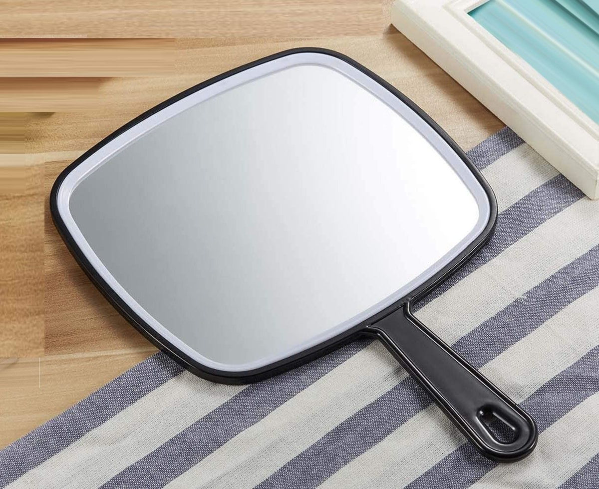 Extra Large Handheld Mirror with Handle 31.5 x 23 cm - Black