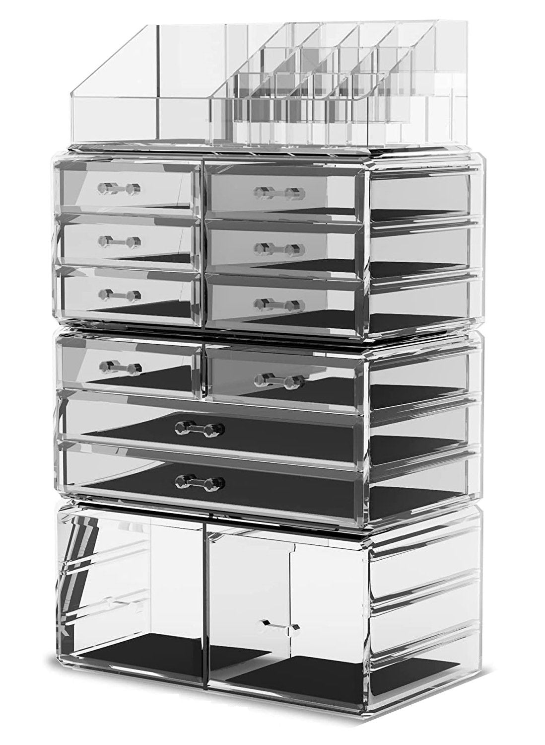 Makeup Cosmetic Organizer Storage with 12 Drawers and Display Boxes - Clear