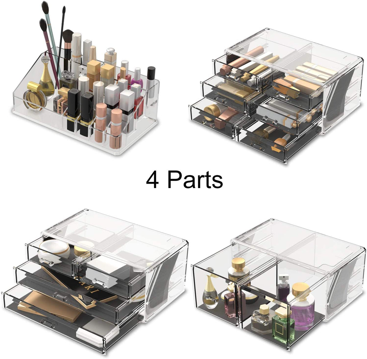 Makeup Cosmetic Organizer Storage with 12 Drawers and Display Boxes - Clear