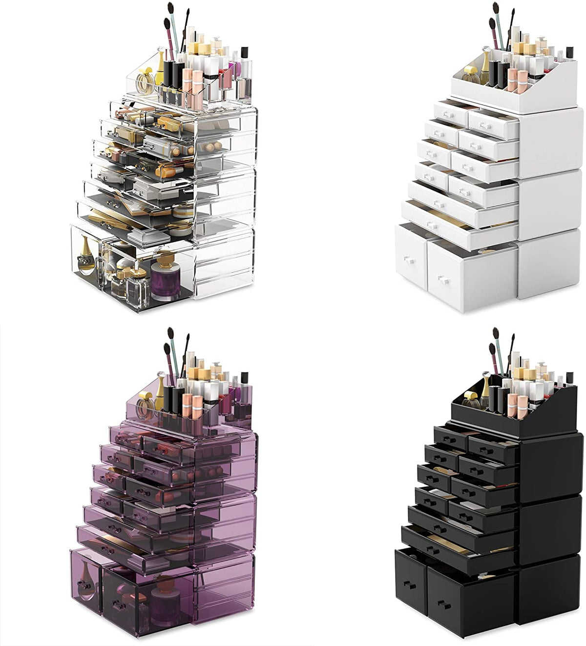Makeup Cosmetic Organizer Storage with 12 Drawers and Display Boxes - Clear
