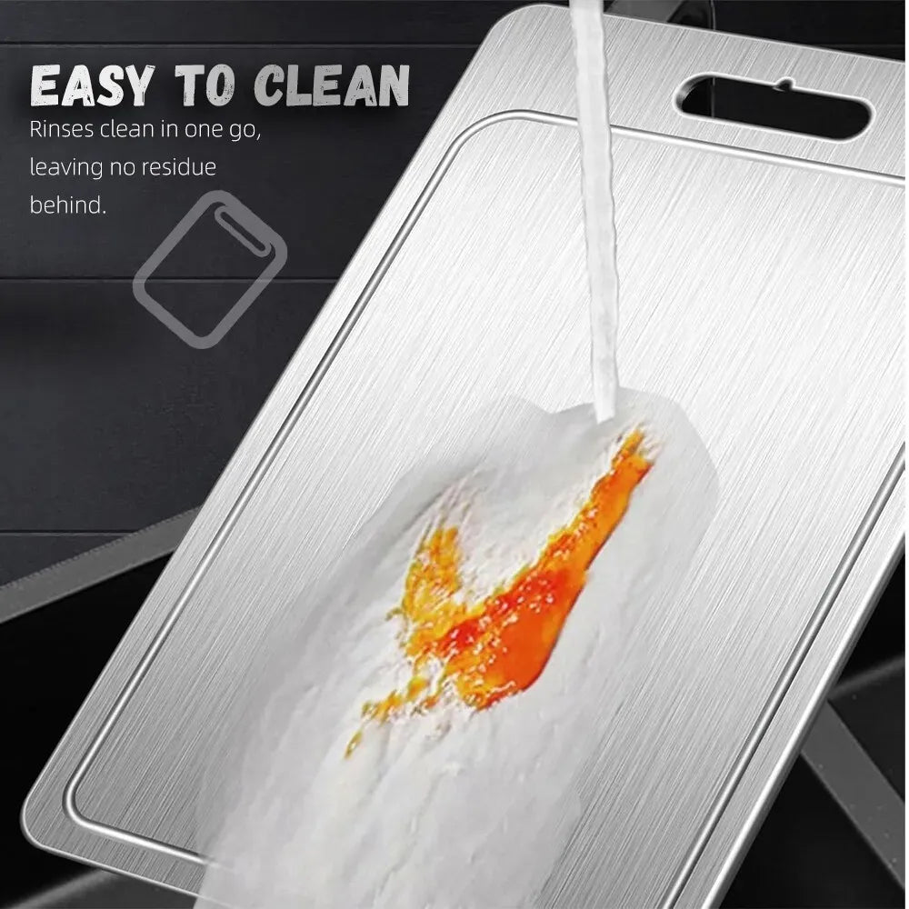 Double-Sided Titanium Cutting Board 29x20cm Durable Heat Resistant - Silver