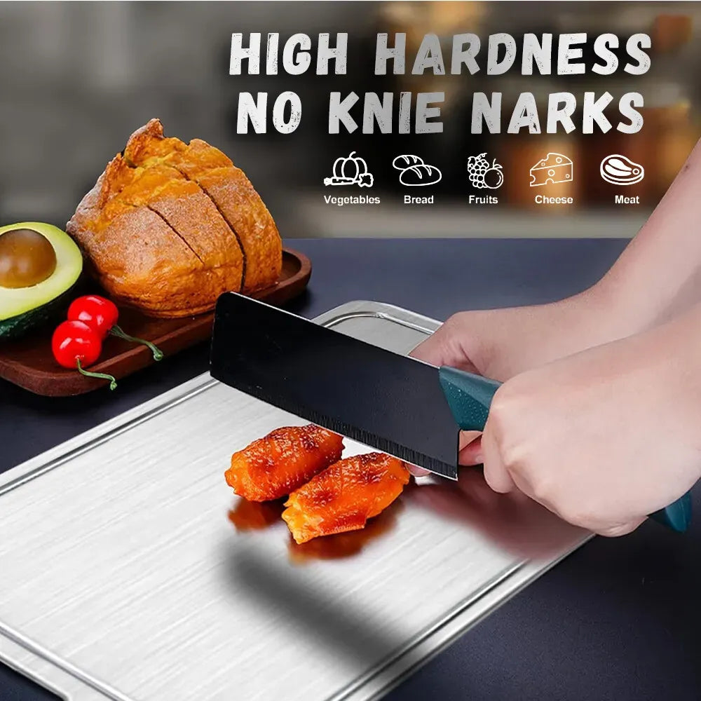 Double-Sided Titanium Cutting Board 29x20cm Durable Heat Resistant - Silver