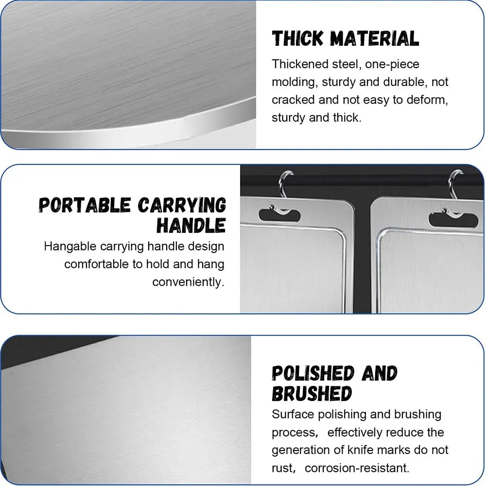 Double-Sided Titanium Cutting Board 39x28cm 1.5mm Thickness - Silver