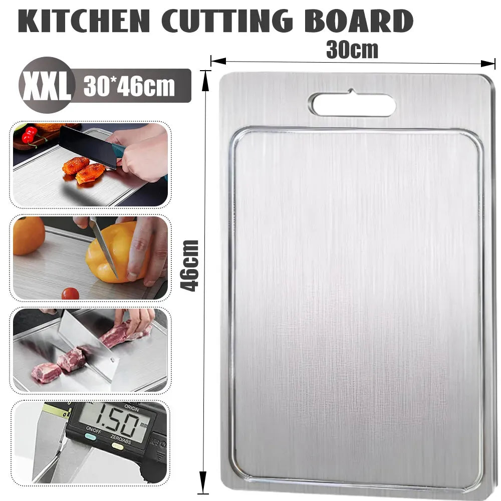 Double-Sided Titanium Cutting Board 46x30cm - Silver