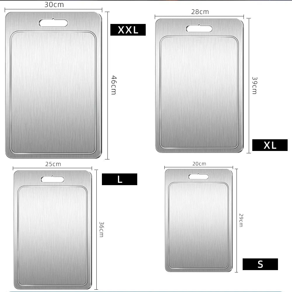 Double-Sided Titanium Cutting Board 46x30cm - Silver