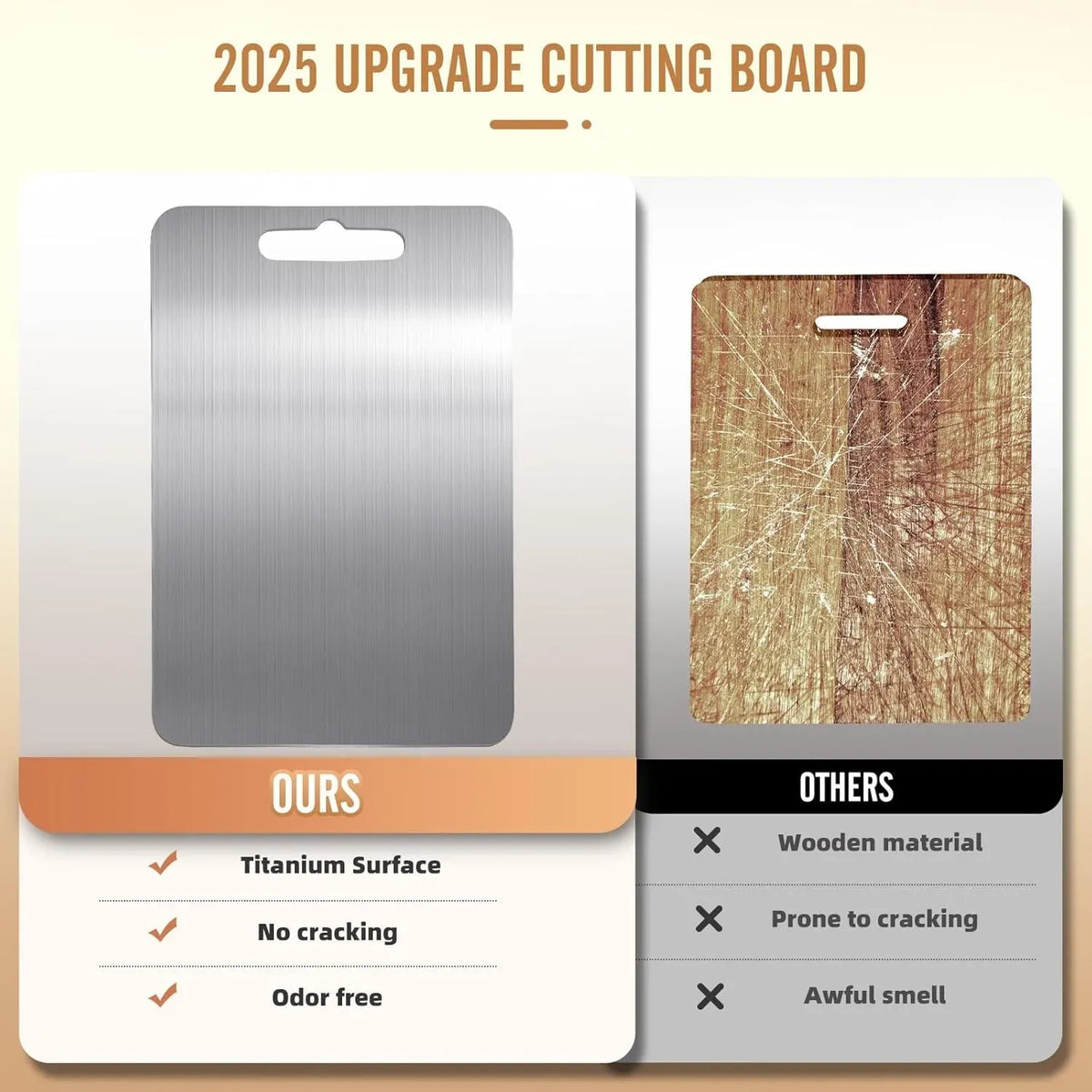 Double-Sided Titanium Cutting Board 34x23cm - Silver