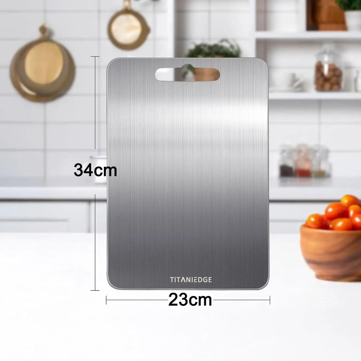 Double-Sided Titanium Cutting Board 34x23cm - Silver