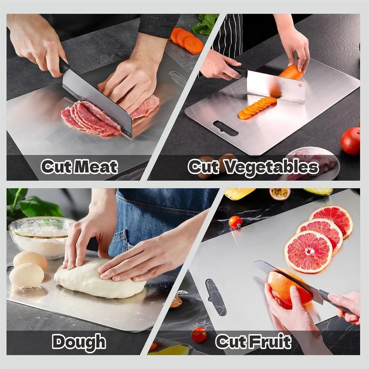 Double-Sided Titanium Cutting Board 34x23cm - Silver