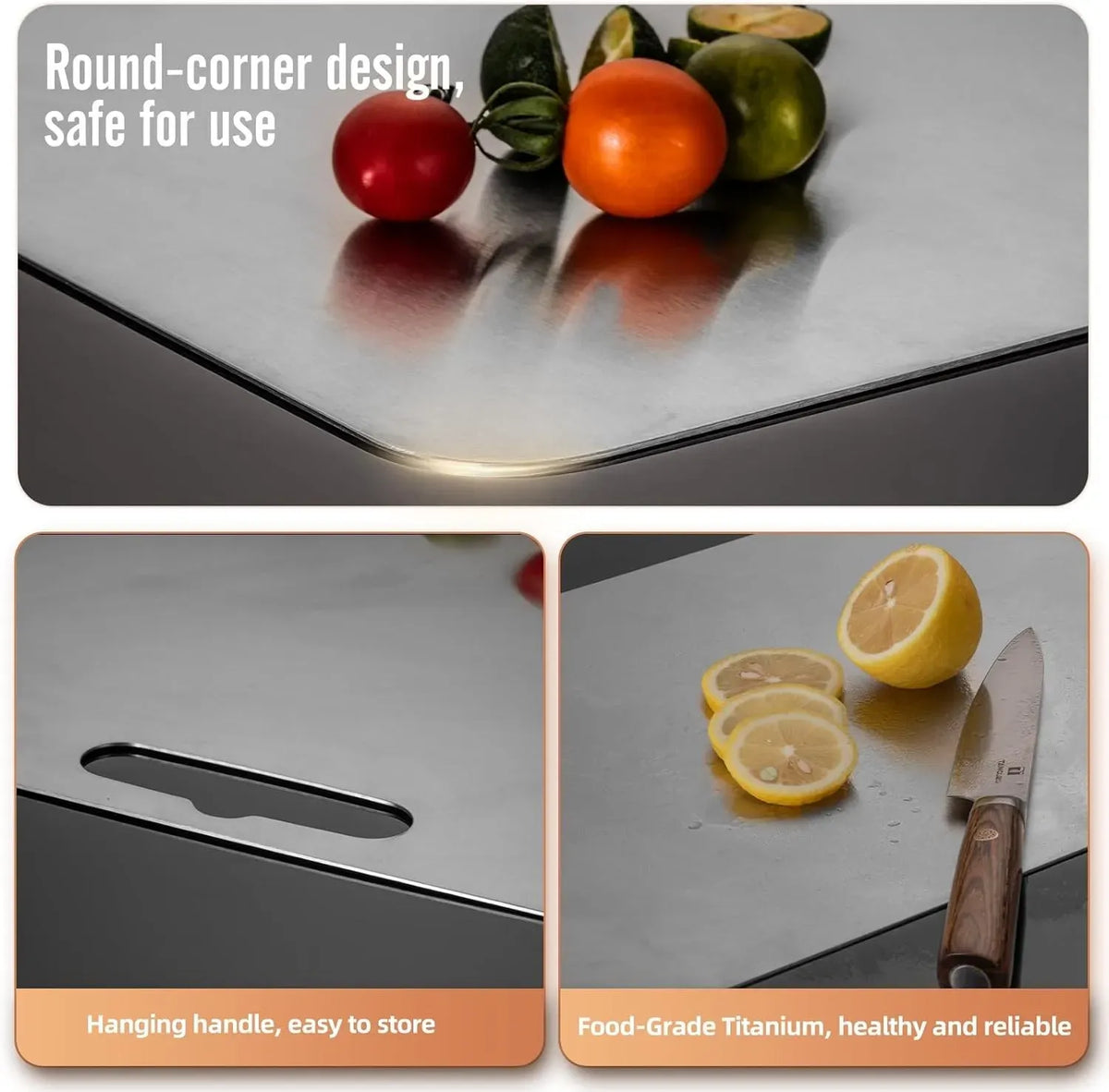 Double-Sided Titanium Cutting Board 29x20cm - Silver