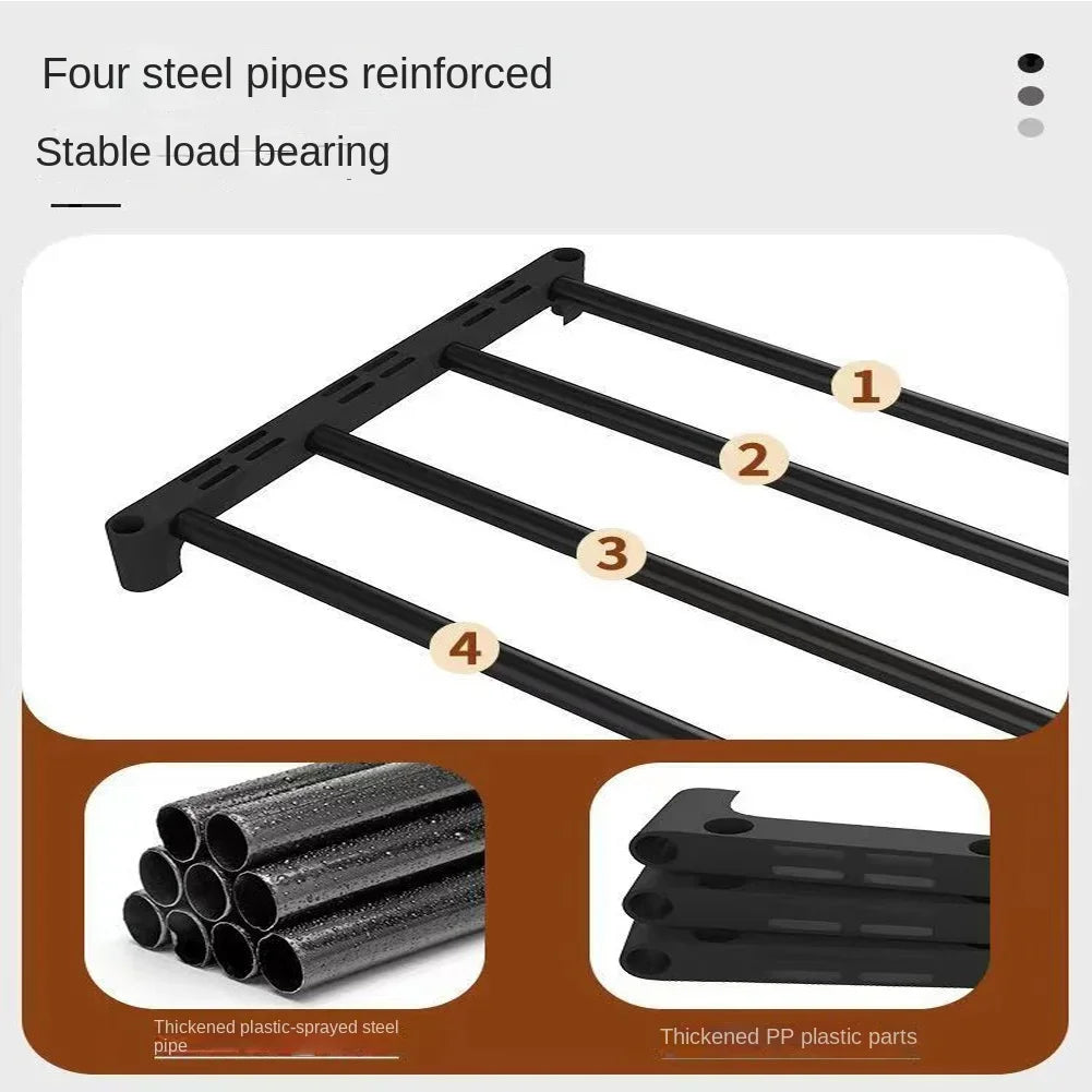 4-Layer Multi-Function Shoe Rack Space Saver - Black