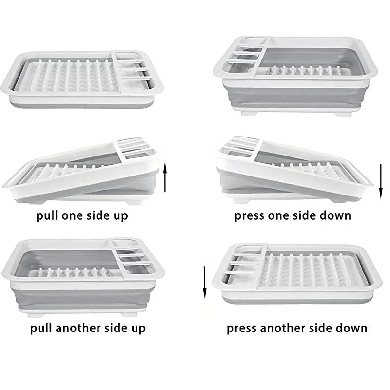 Foldable Kitchen Dish Rack with Storage Tray