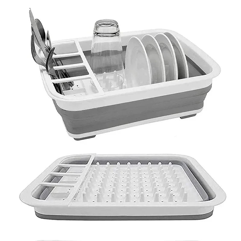 Foldable Kitchen Dish Rack with Storage Tray
