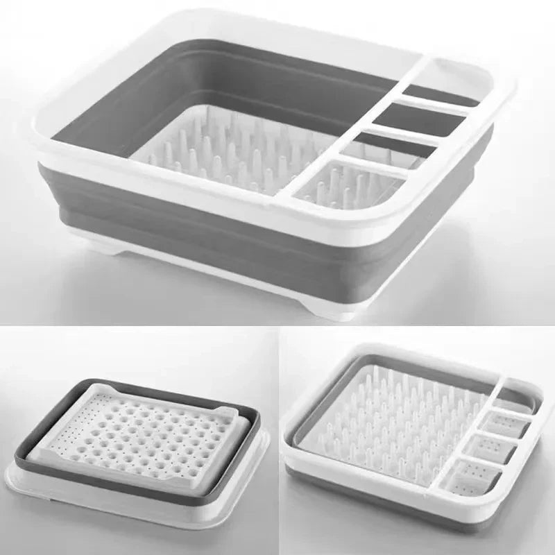 Foldable Kitchen Dish Rack with Storage Tray