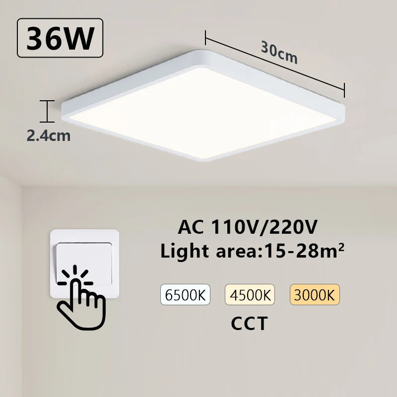 Smart LED Ceiling Lamp with App and Voice Control - Black