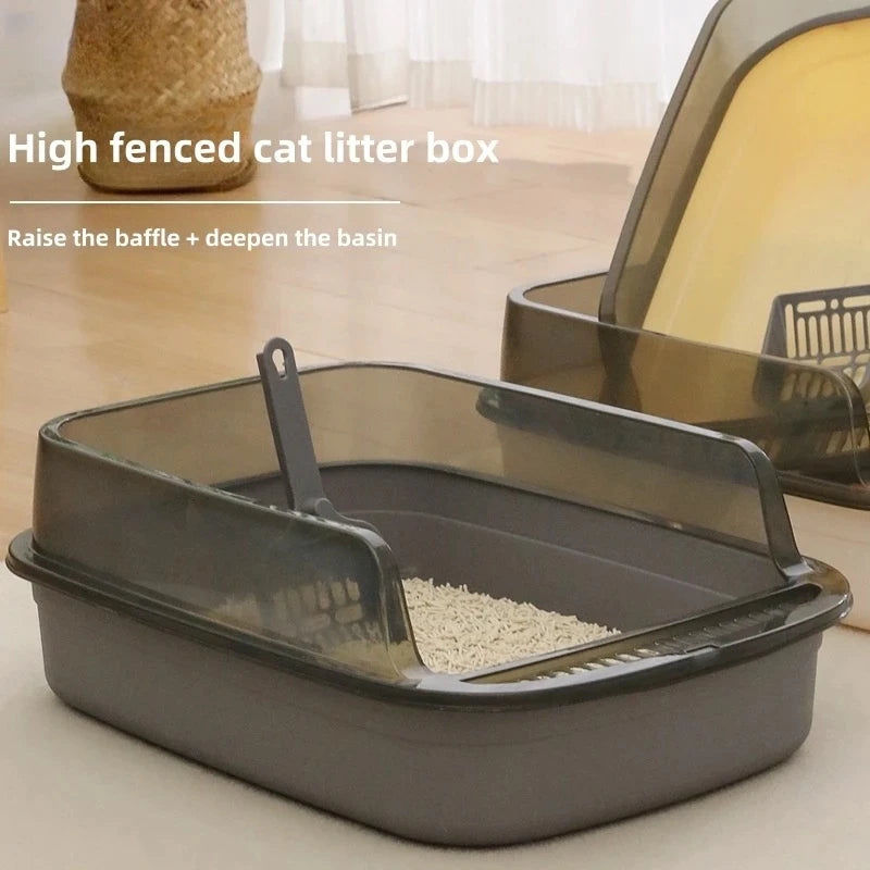 High Side Cat Litter Box with Scoop for Easy Cleaning