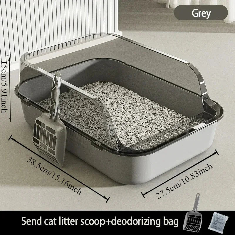 High Side Cat Litter Box with Scoop for Easy Cleaning
