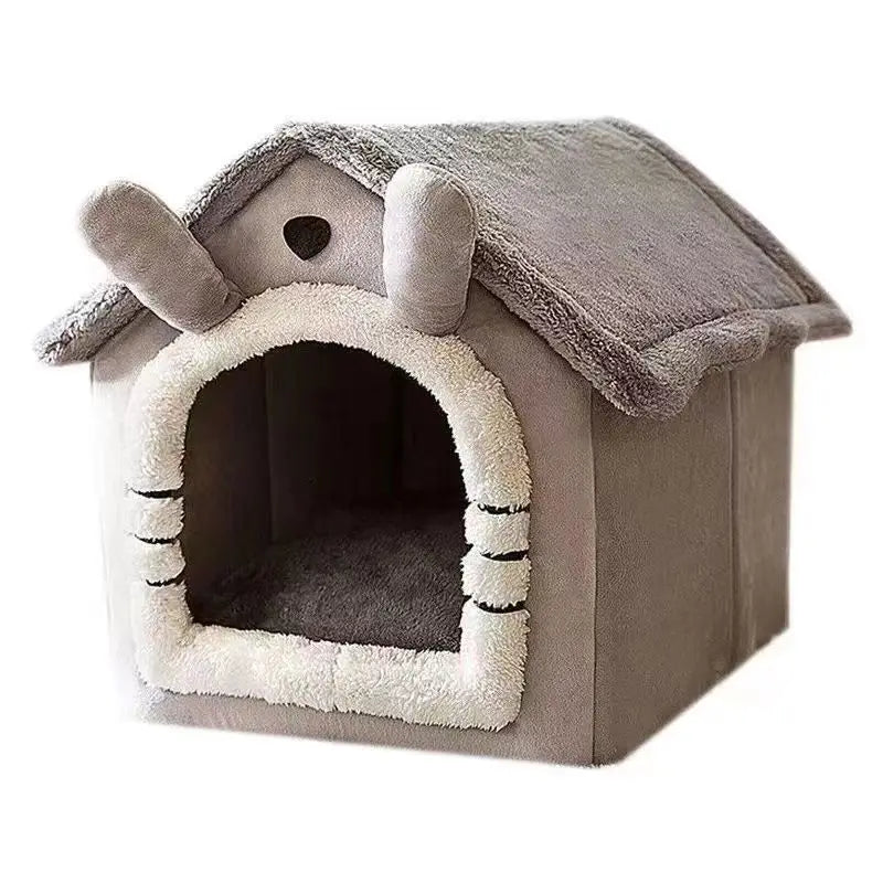 Soft Indoor Dog House and Bed for Small Breeds - Grey, Washable