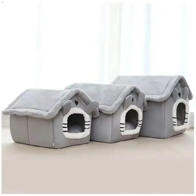 Soft Indoor Dog House and Bed for Small Breeds - Grey, Washable