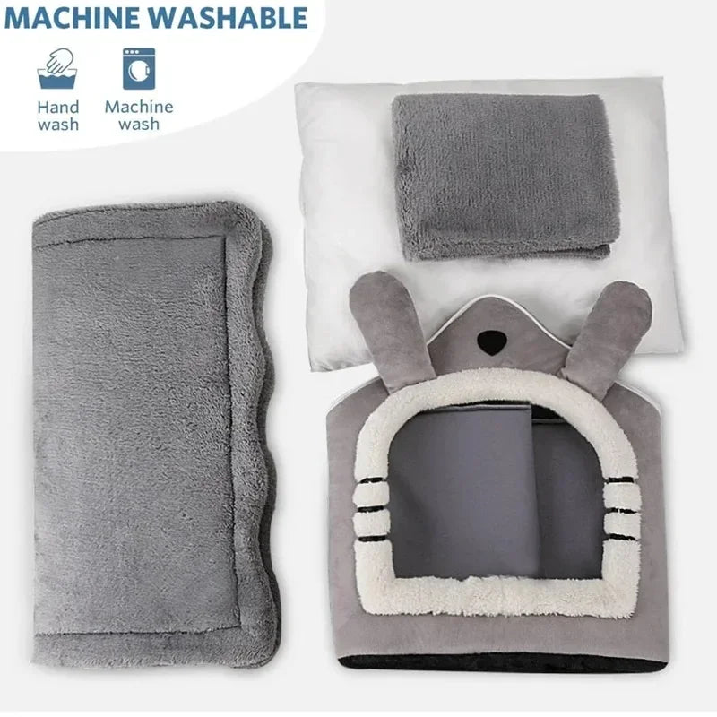 Soft Indoor Dog House and Bed for Small Breeds - Grey, Washable