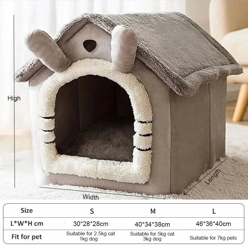 Soft Indoor Dog House and Bed for Small Breeds - Grey, Washable