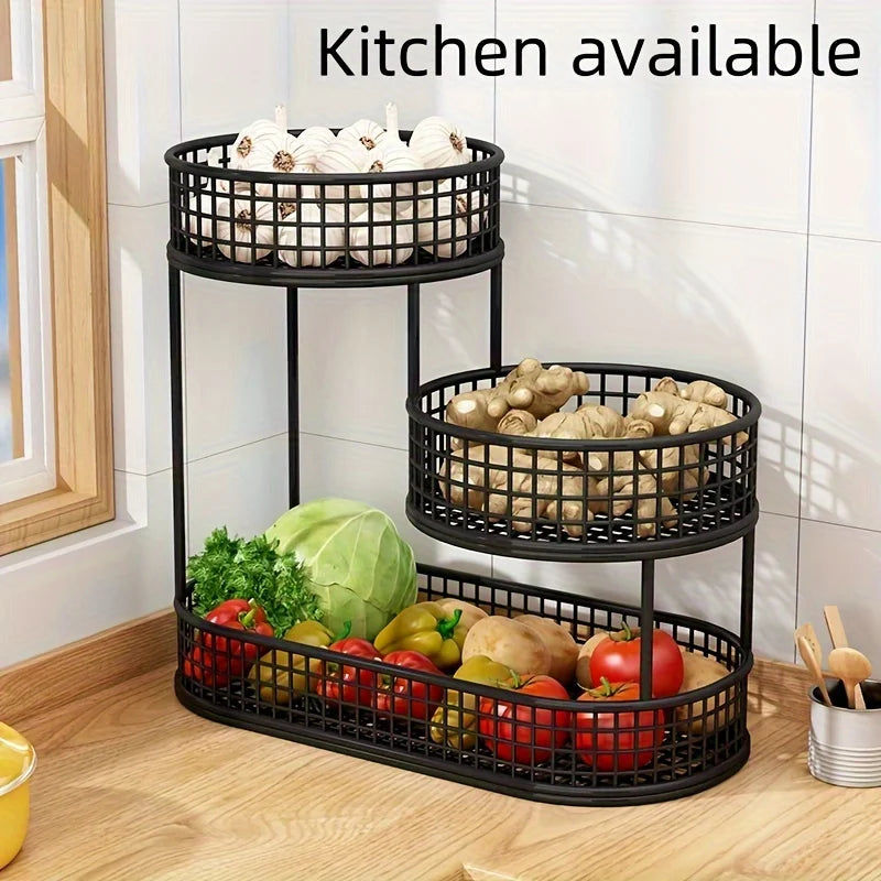 Stainless Steel Fruit Basket Storage - Black