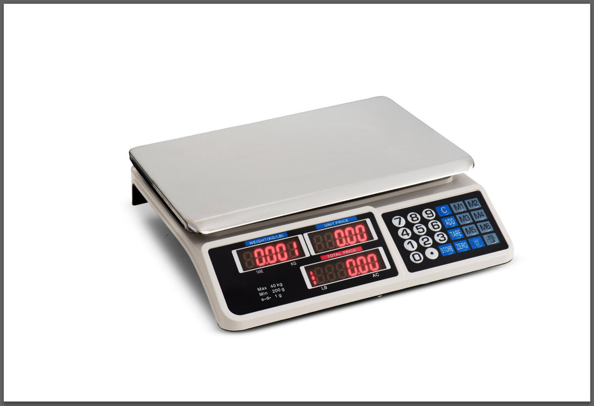 Digital Kitchen Scale Electronic 40KG 1g Increment - White