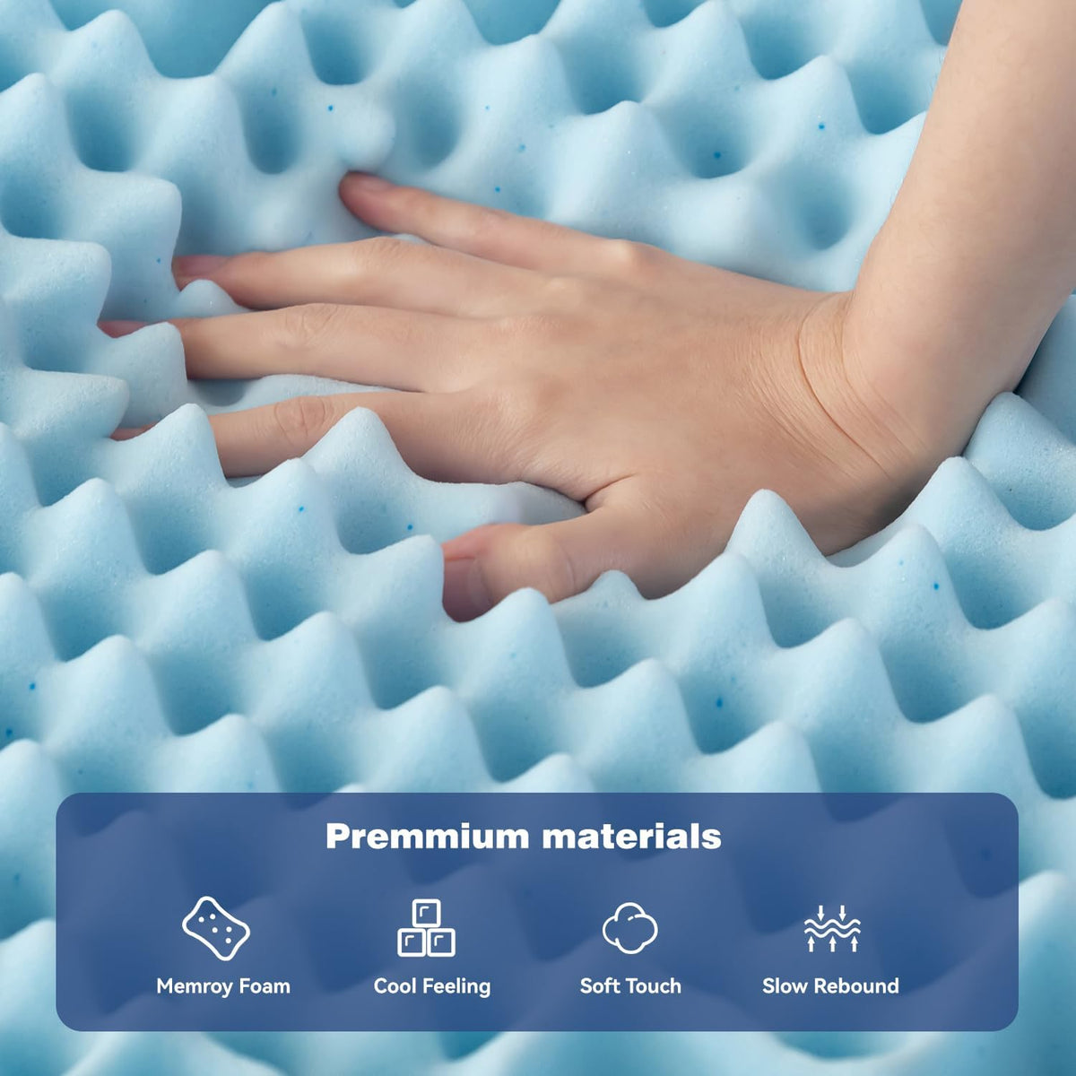 Double Bamboo Memory Foam Mattress Topper 8cm 7-Zone Support