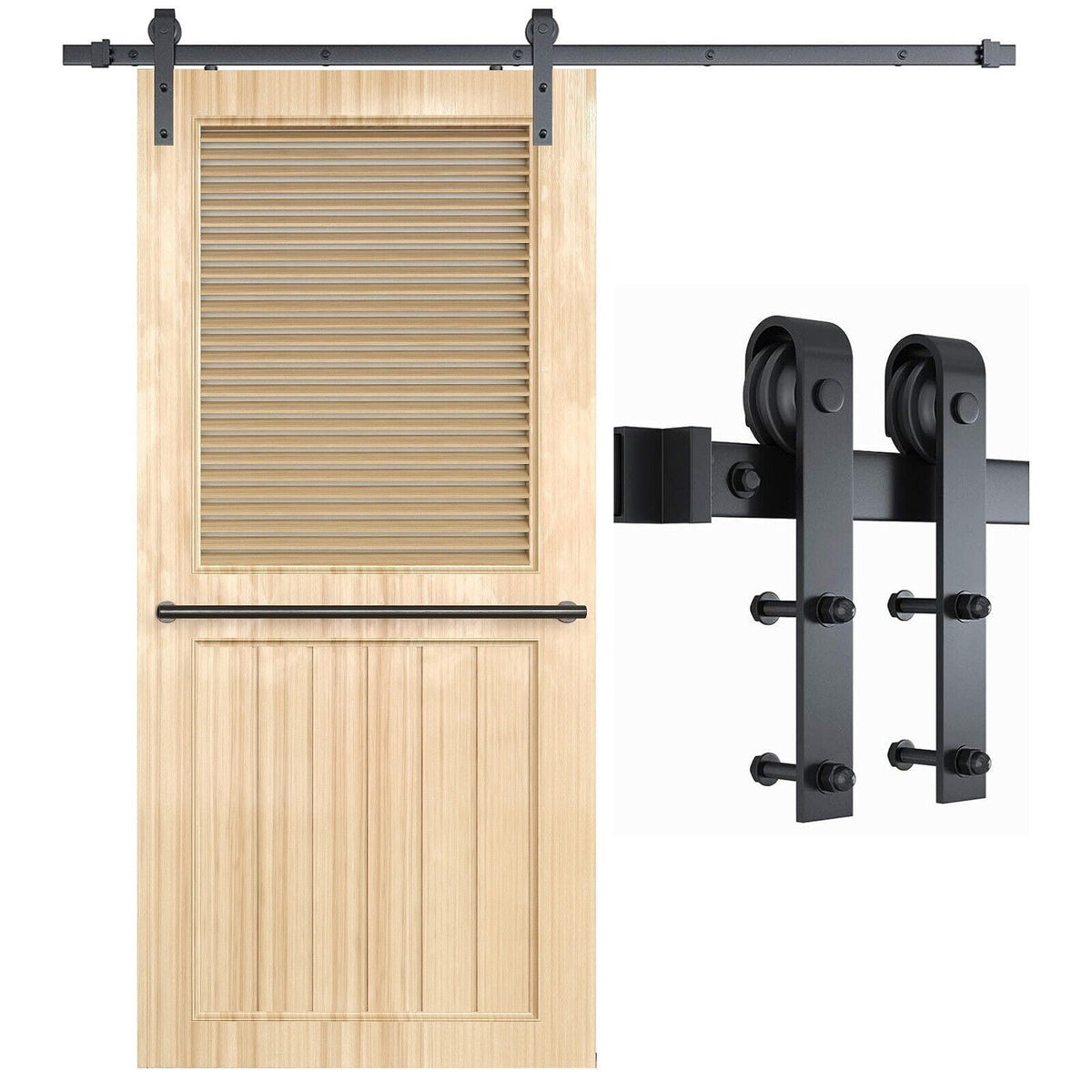 Heavy Duty Sliding Barn Door Hardware Kit 4M Rust Resistant