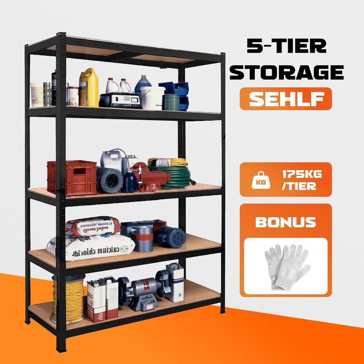 Heavy Duty Steel Warehouse Shelving Rack 180cm Storage