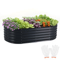 Oval Raised Garden Bed 240x80x42cm Galvanised Steel Planter